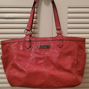Coach Pink Rose Leather Shoulder Purse